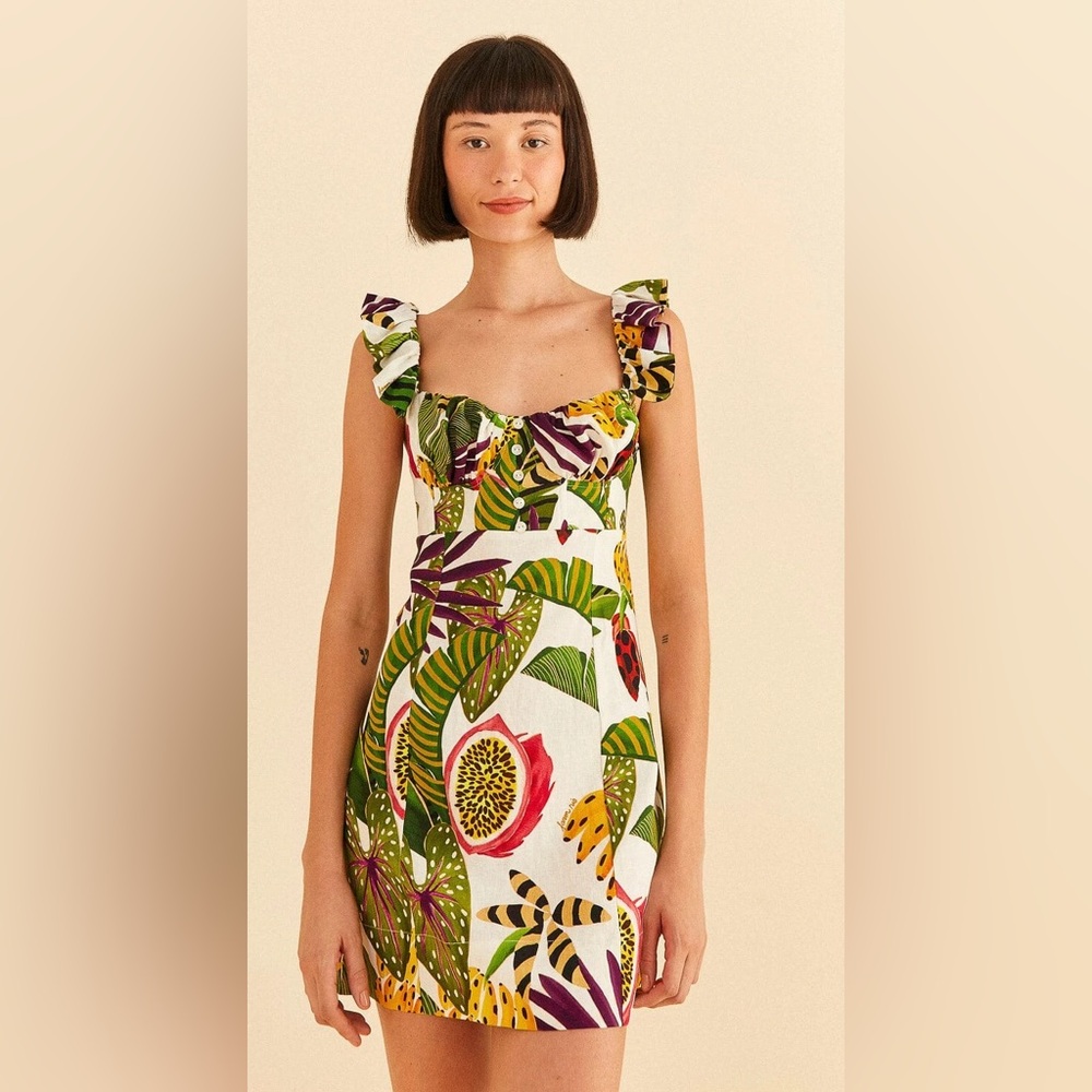 FARM RIO Striped Forest Mini Dress Size Large Women’s Dress
